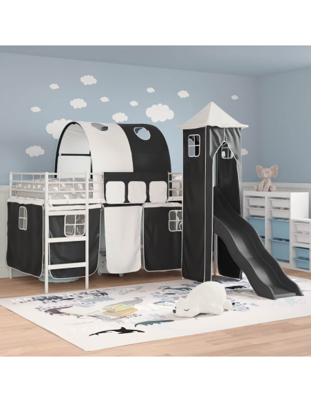 Struttura del letto loft per bambini Bianco e Nero 90 x 200 cm