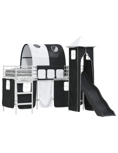 Struttura del letto loft per bambini Bianco e Nero Metallo 2