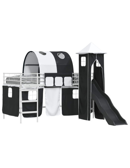 Struttura del letto loft per bambini Bianco e Nero 107 x 200 cm