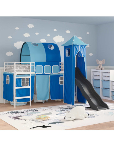 Struttura del letto loft per bambini Bianco e Blu 74,5 x 190 cm