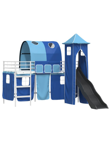 Struttura del letto loft per bambini Bianco e Blu 74,5 x 190 cm