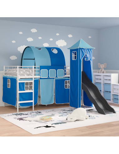 Struttura del letto loft per bambini Bianco e Blu 79,5 x 200 cm