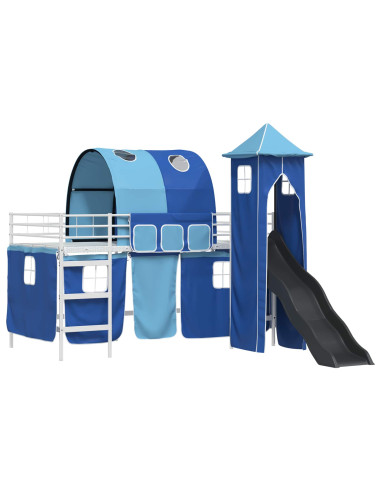 Struttura del letto loft per bambini Bianco e Blu 79,5 x 200 cm