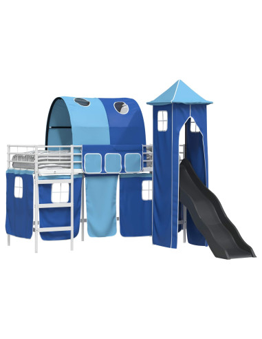 Struttura del letto loft per bambini Bianco e Blu 90 x 190 cm