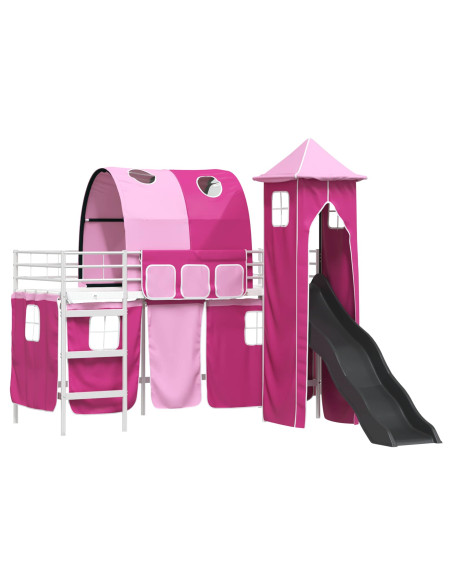 Struttura del letto loft per bambini Bianco e Rosa 90 x 190 cm
