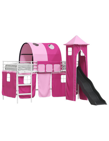 Struttura del letto loft per bambini Bianco e Rosa 107 x 200 cm
