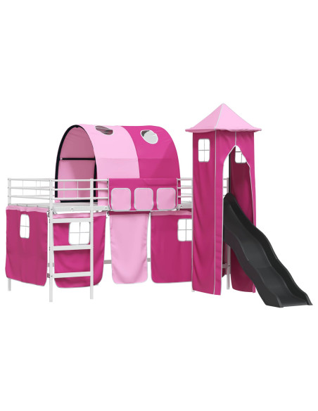 Struttura del letto loft per bambini Bianco e Rosa 107 x 200 cm