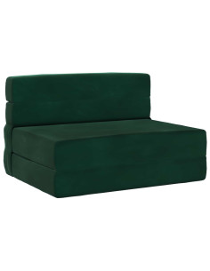 Divano Letto Pieghevole Verde Scuro 190 x 70 x 15 cm Velluto
