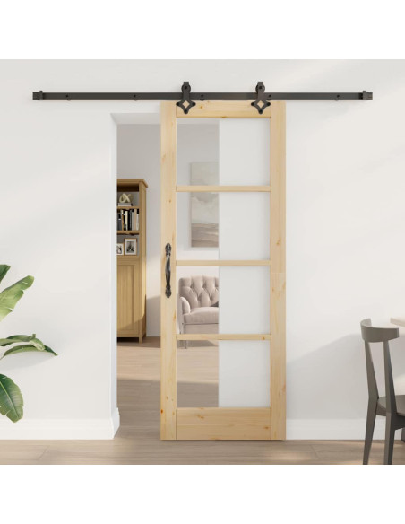 Porta scorrevole ORKDAL Naturale e Nero 73,5 x 198,5 cm