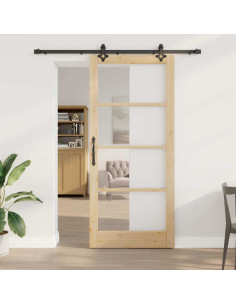 Porta scorrevole ORKDAL Naturale e Nero 93 x 211 cm