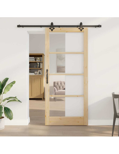 Porta scorrevole ORKDAL Naturale e Nero 93 x 211 cm