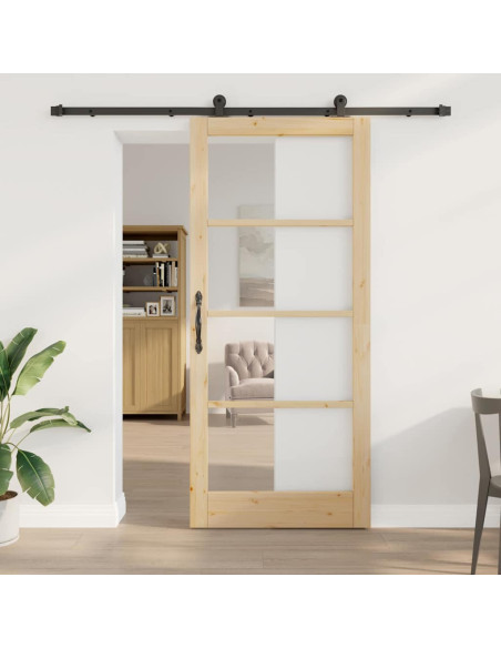 Porta scorrevole ORKDAL Naturale e Nero 93 x 211 cm