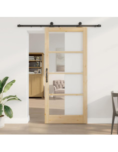Porta scorrevole ORKDAL Naturale e Nero 93 x 211 cm