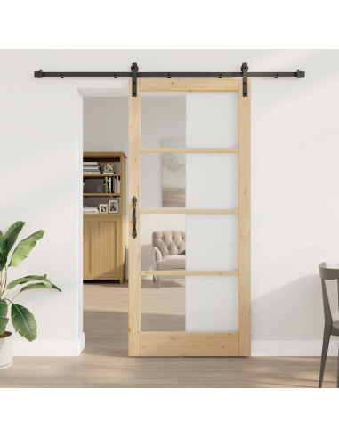 Porta scorrevole ORKDAL Naturale e Nero 93 x 211 cm