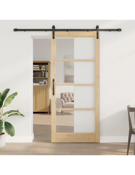 Porta scorrevole ORKDAL Naturale e Nero 93 x 211 cm