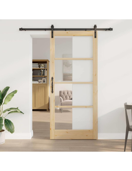 Porta scorrevole ORKDAL Naturale e Nero 93 x 211 cm