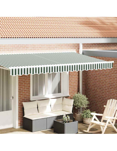 Tenda a Braccio Verde e Bianco 380 x 20 cm Tela