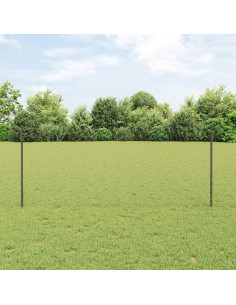 Recinzione con Posto Grigio 1 x 10 m Acciaio e PVC