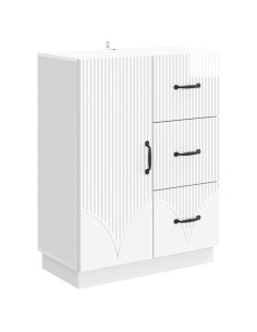 Credenza Bianco Lucido 66 x 34,5 x 87 cm Legno ingegnerizzato