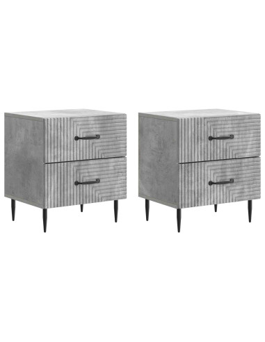 Armadio da Notte 2 pcs Grigio Cemento 43 x 34,5 x 47,5 cm