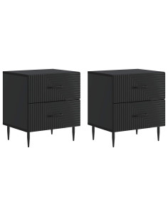 Armadio da Notte con cassetto 2 pcs Nero 43 x 34,5 x 47,5 cm