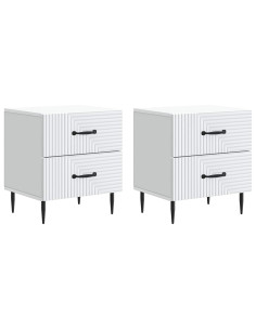 Armadio da Notte con cassetto 2 pcs Bianco 43 x 34,5 x 47,5 cm