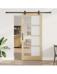 Porta scorrevole ORKDAL Naturale e Nero 93 x 211 cm