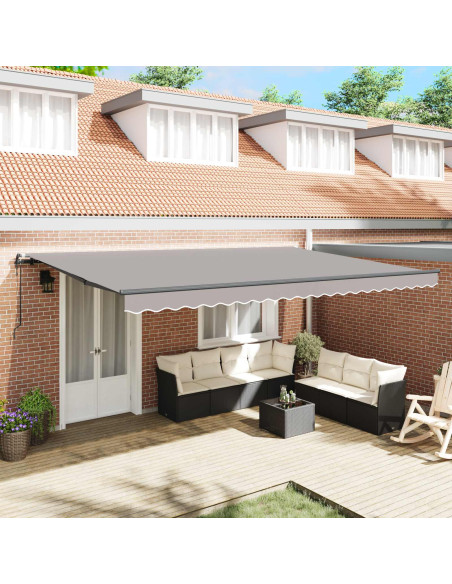 Tenda Retrattile Grigio chiaro 500 × 350 cm Tessuto e Alluminio
