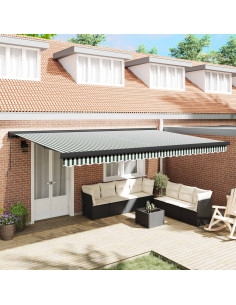 Tenda Retrattile Verde e Bianco 500 × 300 cm Tessuto e Metallo