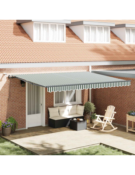 Tessuto per Tenda con Verde e Bianco 450 × 350 cm Poliestere
