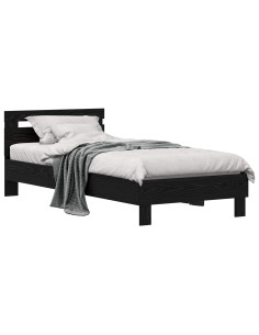 Struttura del letto Rovere Nero 75 x 190 cm Legno multistrato 2