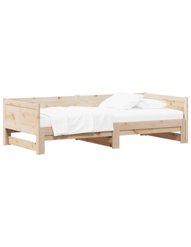 Letto Giorno Estraibile Naturale 180 x 200 cm Pino massello