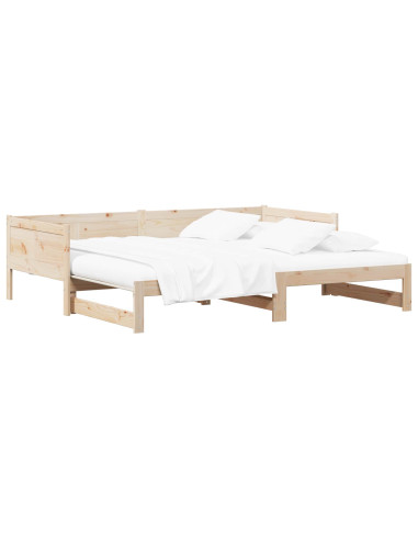 Letto Giorno Estraibile Naturale 180 x 200 cm Pino massello