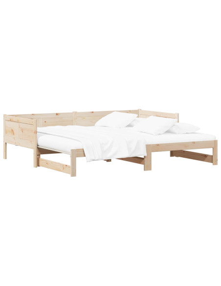 Letto Giorno Estraibile Naturale 180 x 200 cm Pino massello