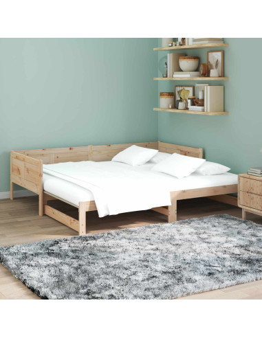 Letto Giorno Estraibile Naturale 180 x 200 cm Pino massello