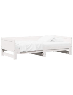 Letto Giorno Estraibile Bianco 180 x 200 cm Pino massello 2