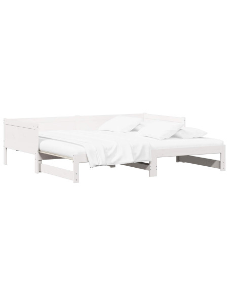 Letto Giorno Estraibile Bianco 180 x 200 cm Pino massello