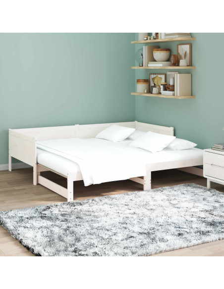 Letto Giorno Estraibile Bianco 180 x 200 cm Pino massello