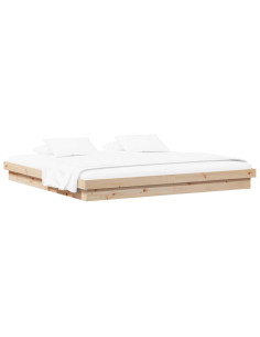 Struttura del letto Naturale 200 x 200 cm Pino massello 2