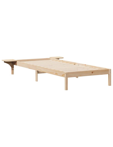 Letto con Tavolini Laterali Naturale 80 x 210 cm Pino massello