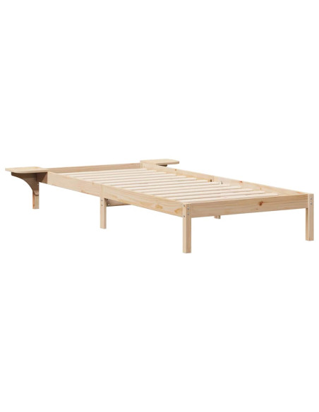 Letto con Tavolini Laterali Naturale 80 x 210 cm Pino massello