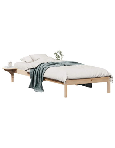 Letto con Tavolini Laterali Naturale 80 x 210 cm Pino massello