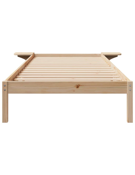 Letto con Tavolini Laterali Naturale 80 x 210 cm Pino massello