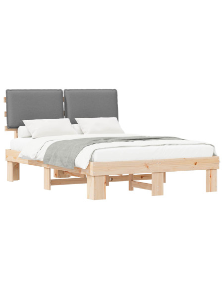 Letto con Testiera Rivestita Grigio chiaro 150 x 200 cm