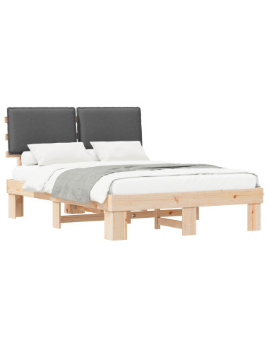 Letto con Testiera Rivestita Grigio scuro 150 x 200 cm