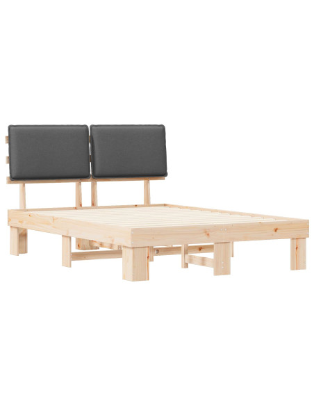 Letto con Testiera Rivestita Grigio scuro 140 x 200 cm