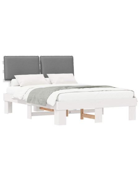 Letto con Testiera Rivestita Grigio chiaro 140 x 200 cm