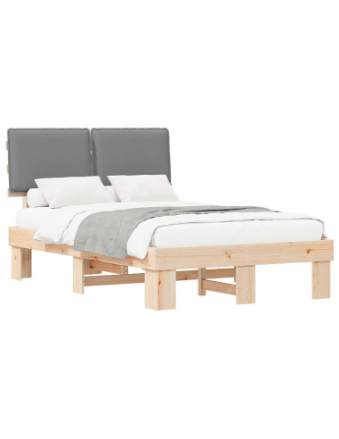 Letto con Testiera Rivestita Grigio chiaro 120 x 200 cm