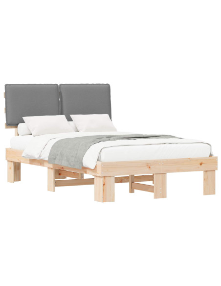Letto con Testiera Rivestita Grigio chiaro 120 x 200 cm