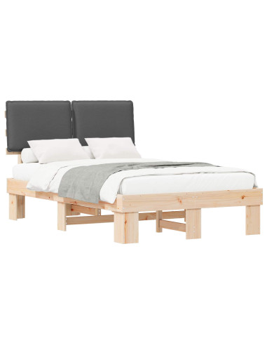 Letto con Testiera Rivestita Grigio scuro 120 x 200 cm